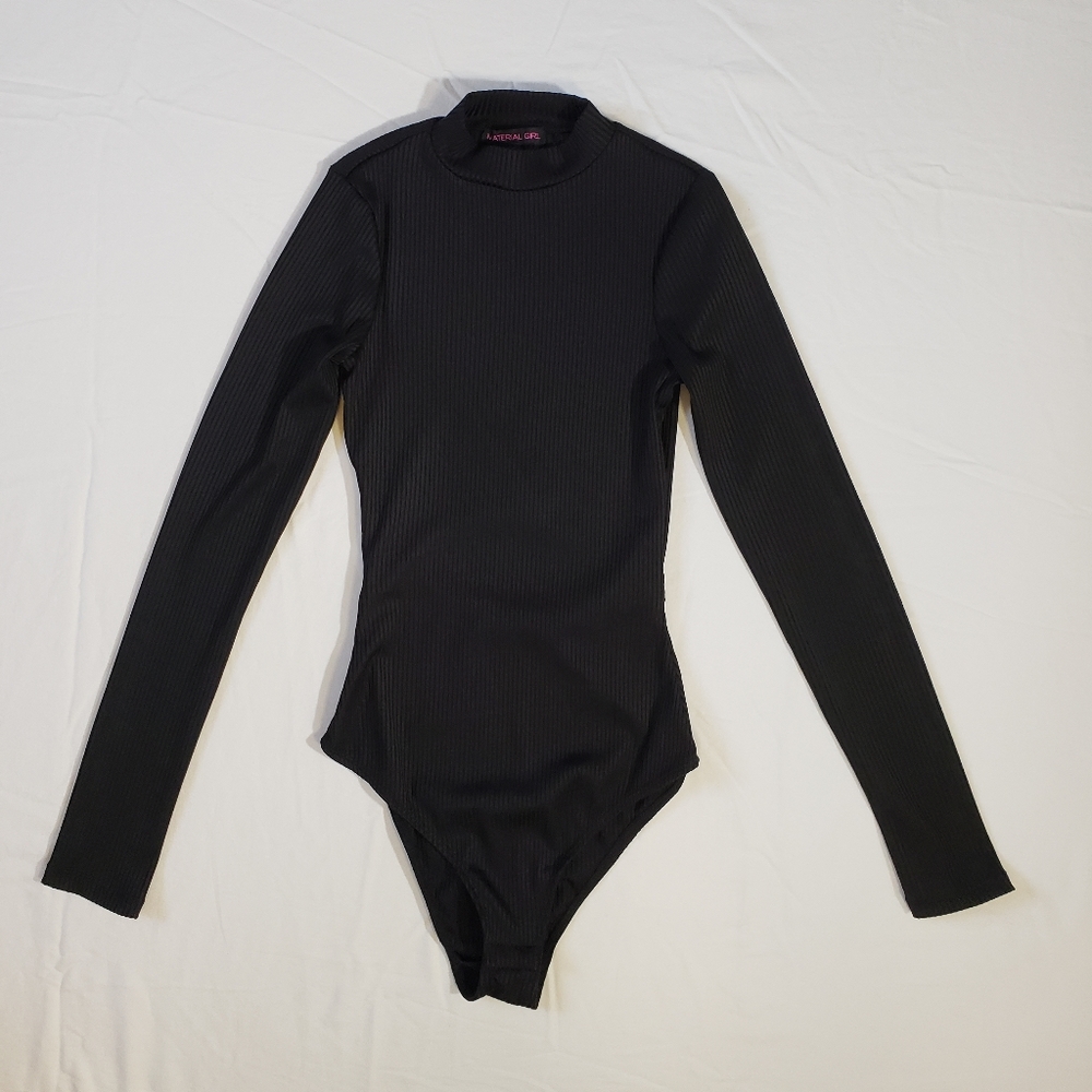 New Material Girl Black Bodysuit Long Sleeve Size XXS Petite
